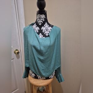 Free People Green Boxy Long Slevee